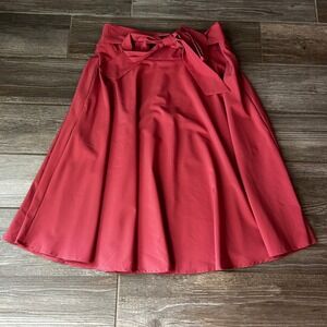 Belle Pogue Womens‎ Skirt Large Pink A-Line Tie Waist Career Casual
